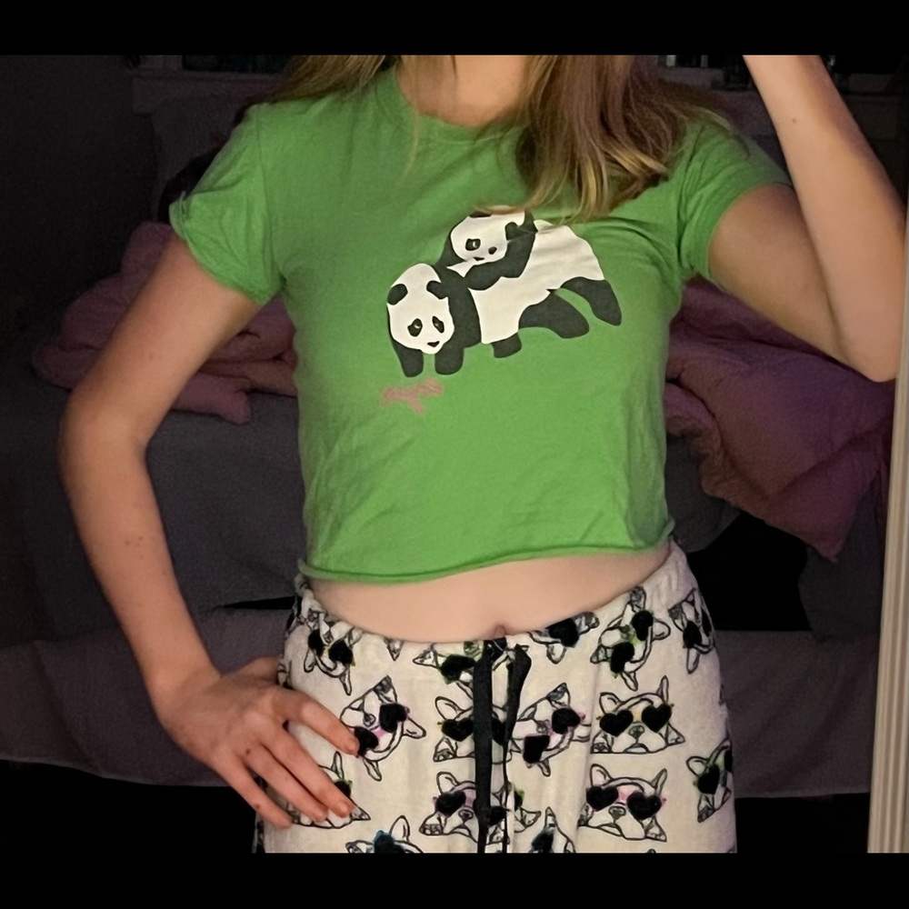 Pacsun Panda Baby Tee Cropped Shirt